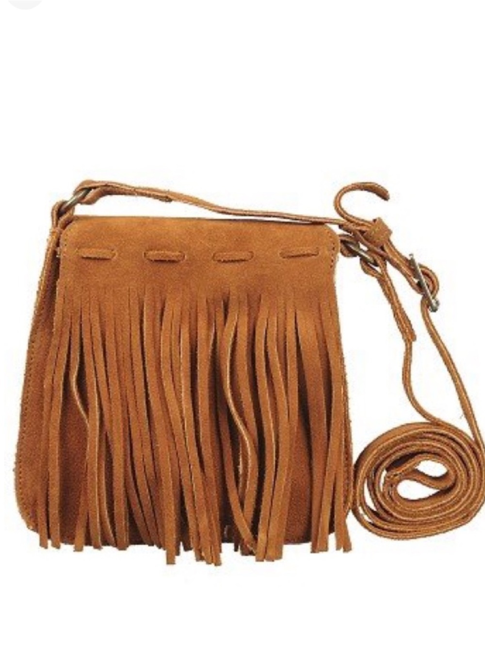 Fringe Suede Crossbody Bag - Tan